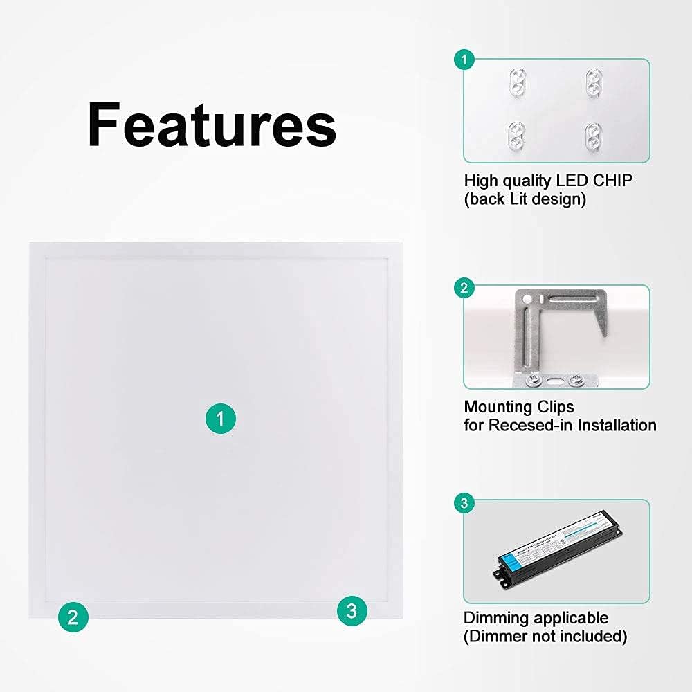 2X2 FT 39W 4000K 4290 LM Back Lit LED Flat Panel Troffer Light Fixture, 4-Pack V93519
