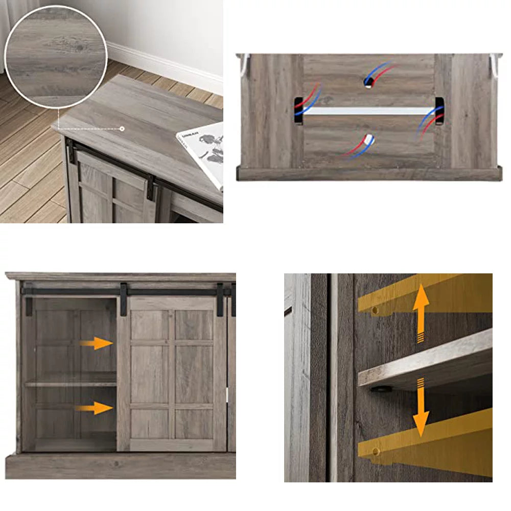 Wash Gray 58" TV Stand with Sliding Barn Door Z616