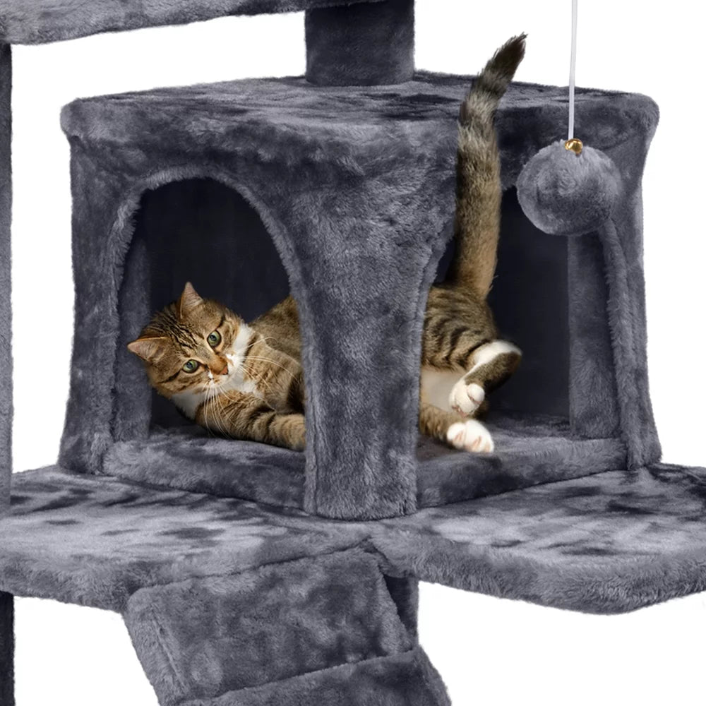 Dark Gray Cat Tree Condo with Scratching Post Tower F505