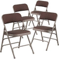 Beige Brown Fabric Folding Chair 4-Pack E2644