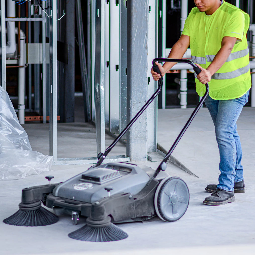 38" Walk Behind Push Sweeper with Triple Power Side Brooms F8277