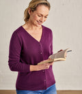 Purple Cashmere Merino V Neck Cardigan Q6037