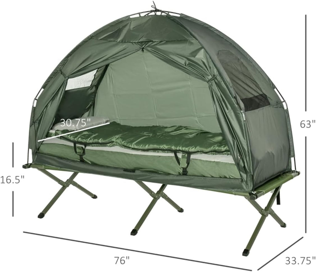 Elevated Tent Camping Cot with Sleeping Bag C182180