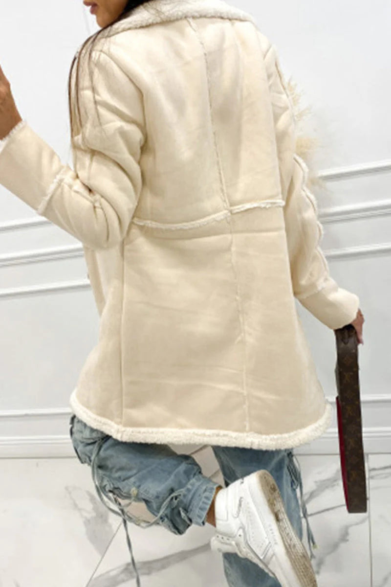Solid Patchwork Pocket Half A Turtleneck Outerwear S119056