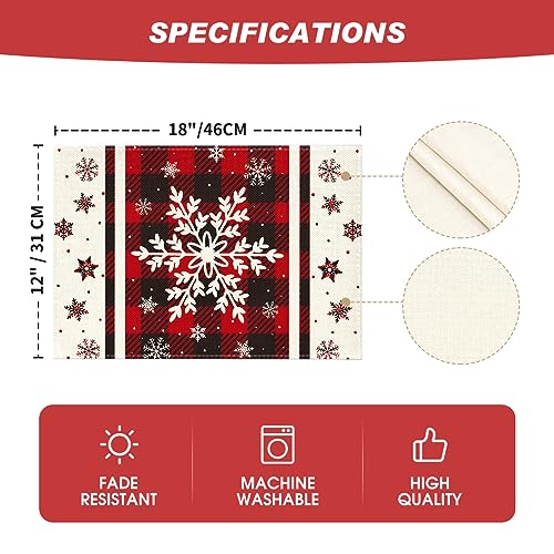 Buffalo Plaid Snowflakes Winter Placemats Set of 4 T1587