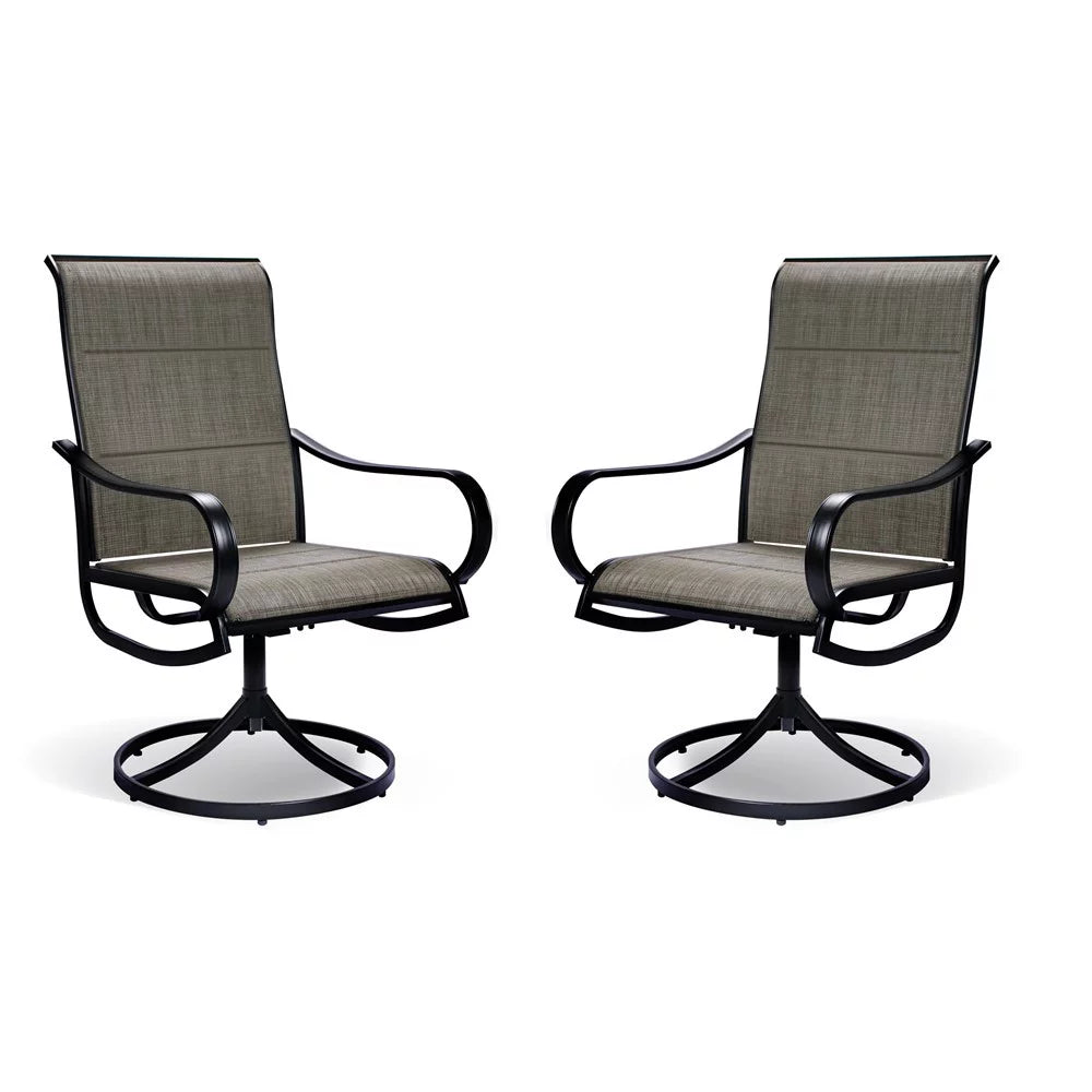 Set of 2 Swivel Dining Chairs Textilene Mesh Fabric Black Frame Q206