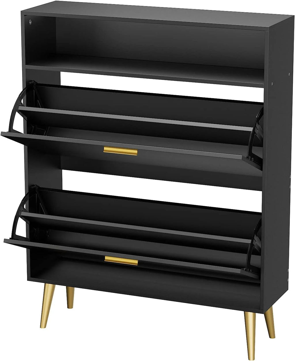 Black Narrow Shoe Cabinet with 2 Flip Drawers P290746