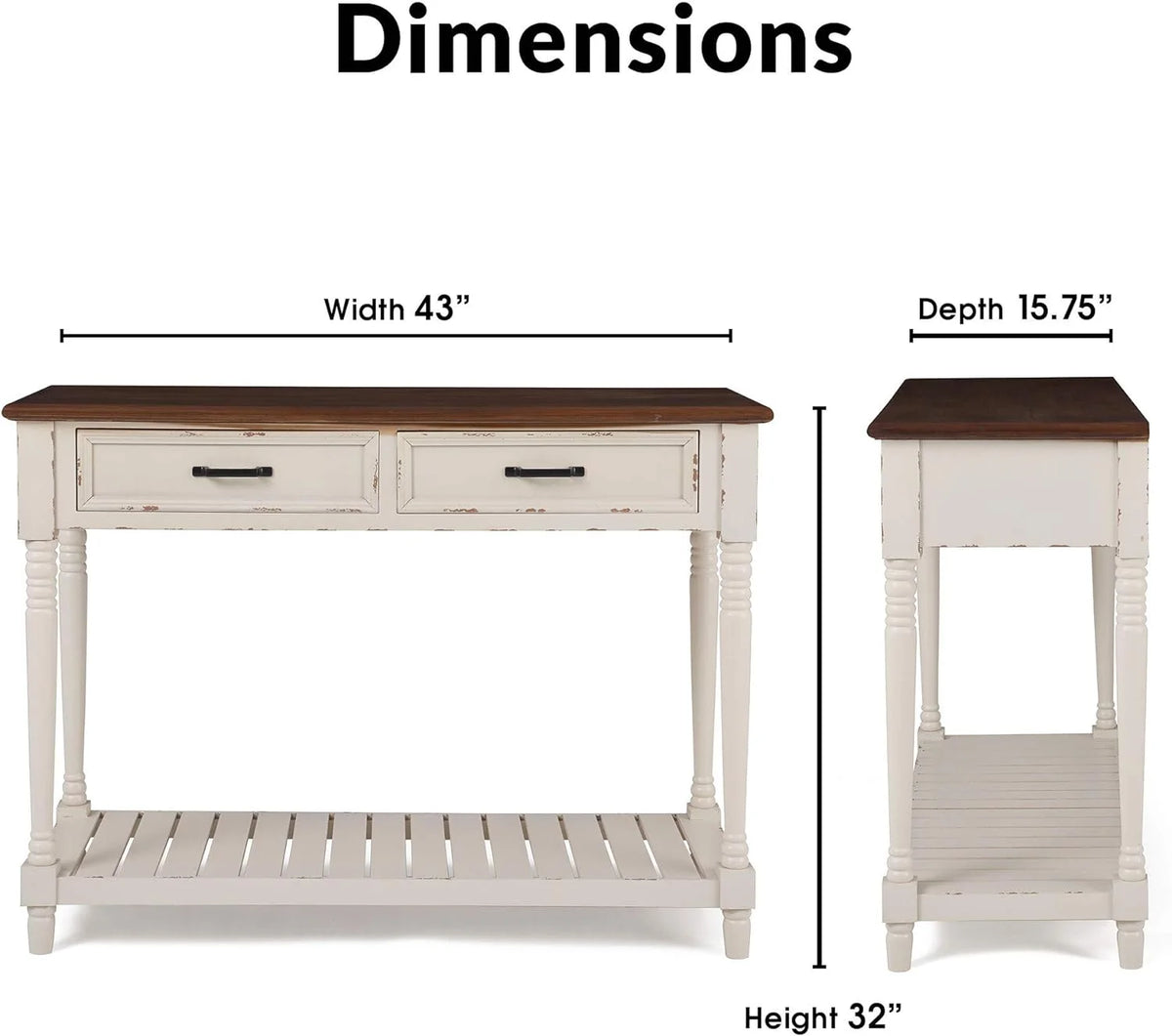 White Console Table with 2 Drawers U1556