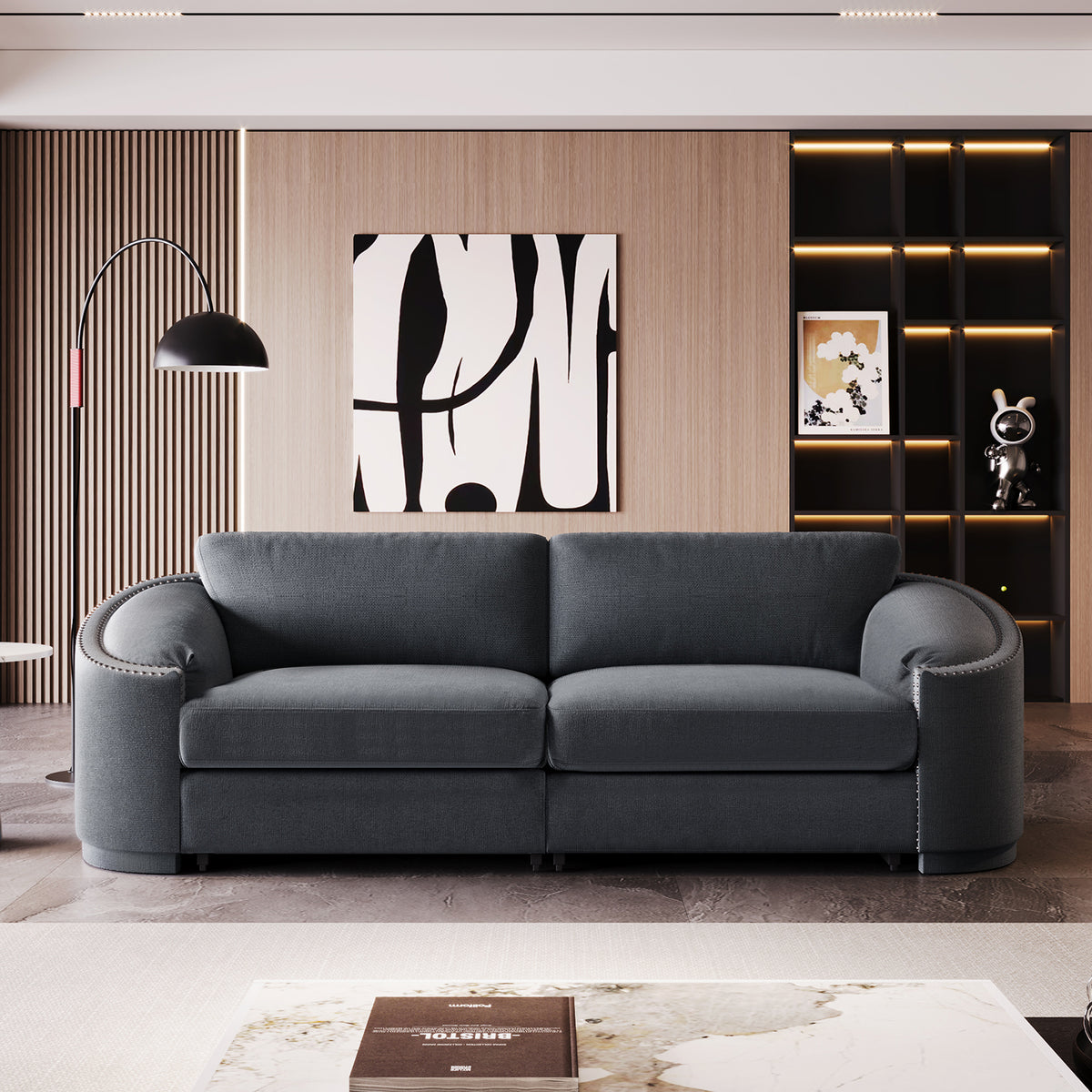 Gray 2 Seat Upholstery Loveseat Sofa Y718863