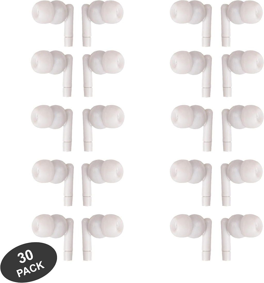 White Headphones 3.5mm Disposable Earbuds 50 Pack K226