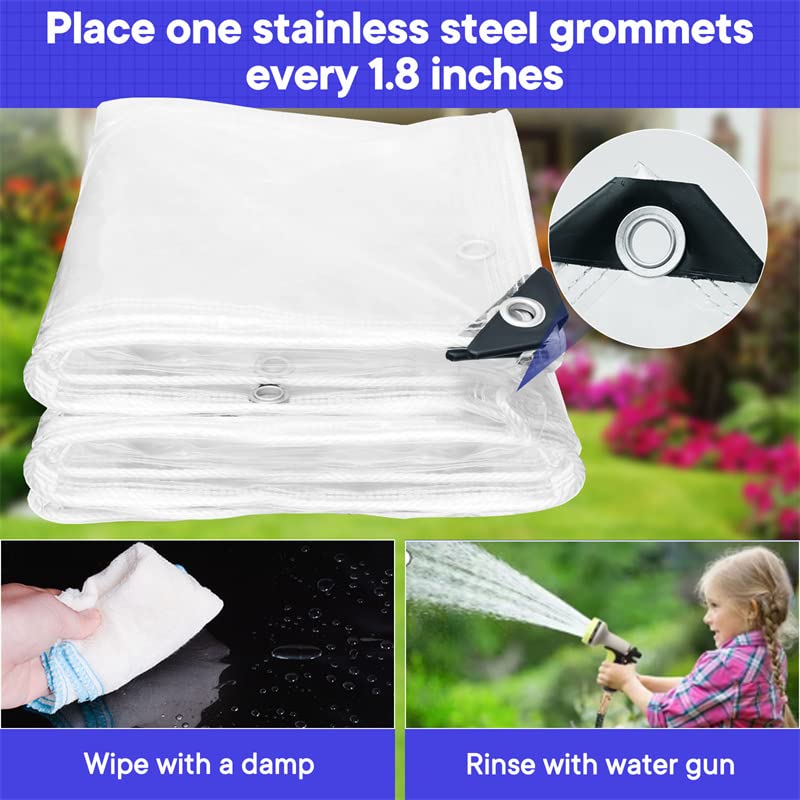 8x8 FT Heavy Duty Clear Vinyl Tarp X29666