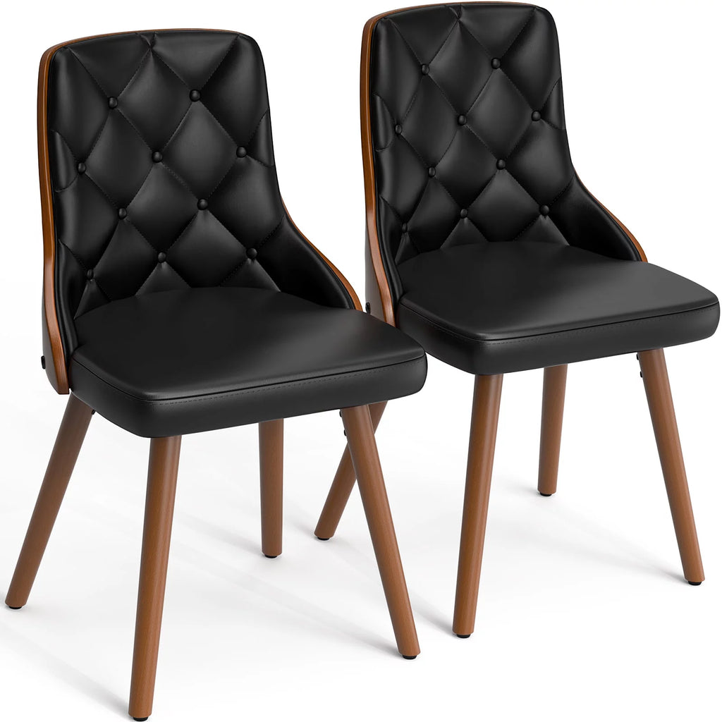 Black Set of 2 PU Leather Upholstered Dining Chairs H674