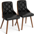 Black Set of 2 PU Leather Upholstered Dining Chairs H674