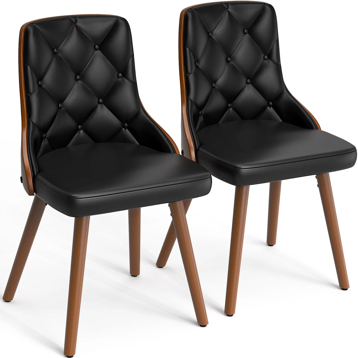 Black Set of 2 PU Leather Upholstered Dining Chairs H674