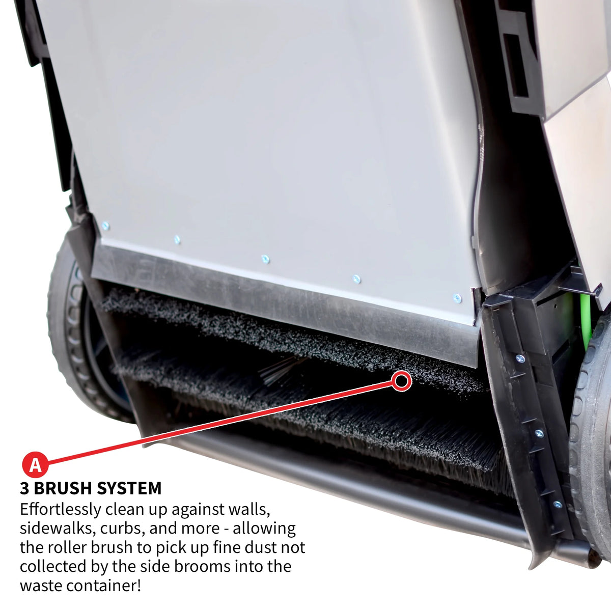 38" Walk Behind Push Sweeper with Triple Power Side Brooms F8277
