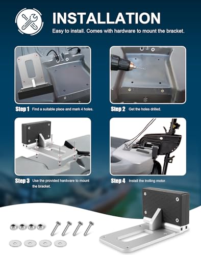 Transom Trolling Motor Mounting Bracket for Kayaks Marine Board Backing Plate Mount Bracket for Clamp-on Electric Trolling Motors B578864