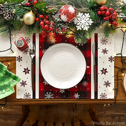 Buffalo Plaid Snowflakes Winter Placemats Set of 4 T1587