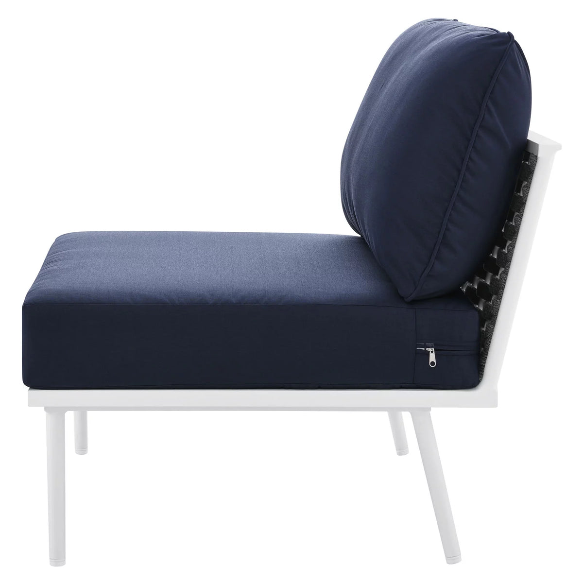 Navy White Aluminum Fabric Lounge Chair V6388