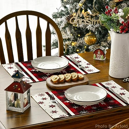 Buffalo Plaid Snowflakes Winter Placemats Set of 4 T1587