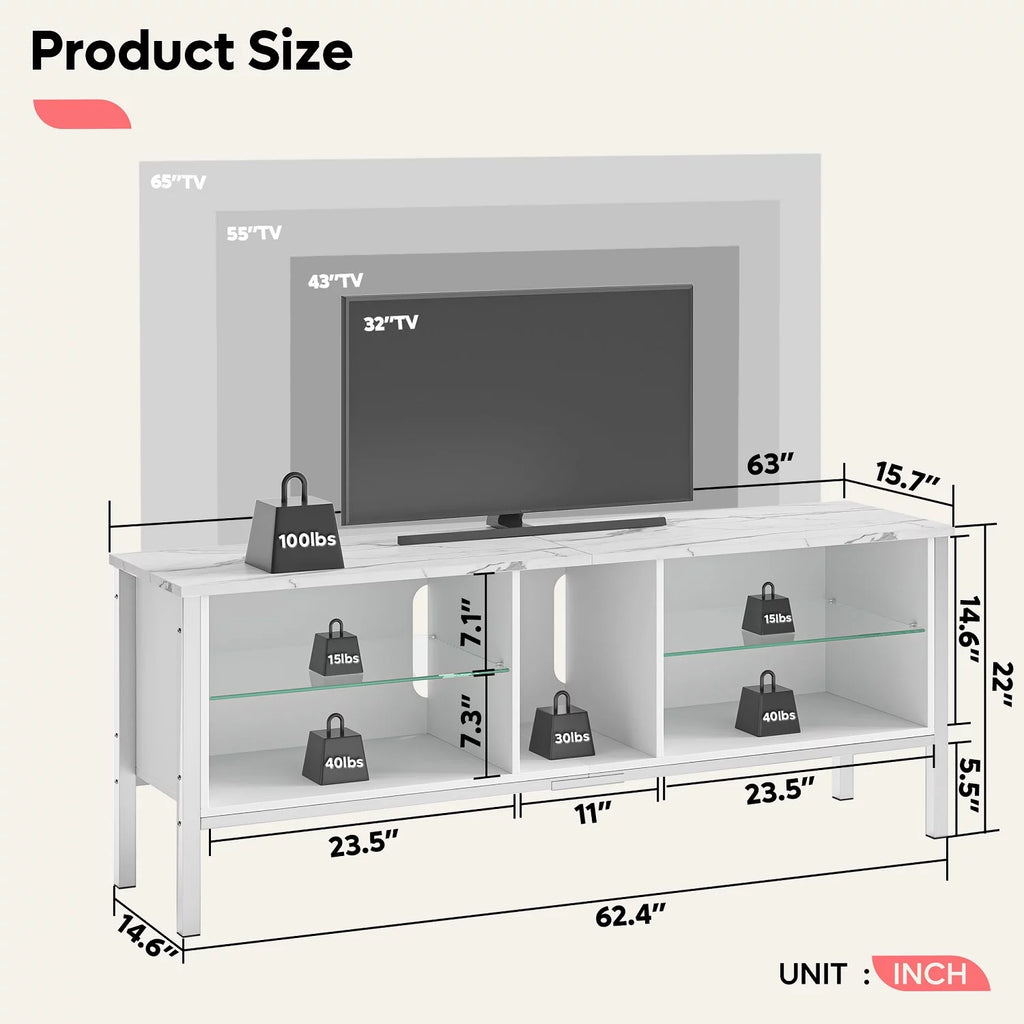 Black Marble TV Stand with Storage Cabinet U573851