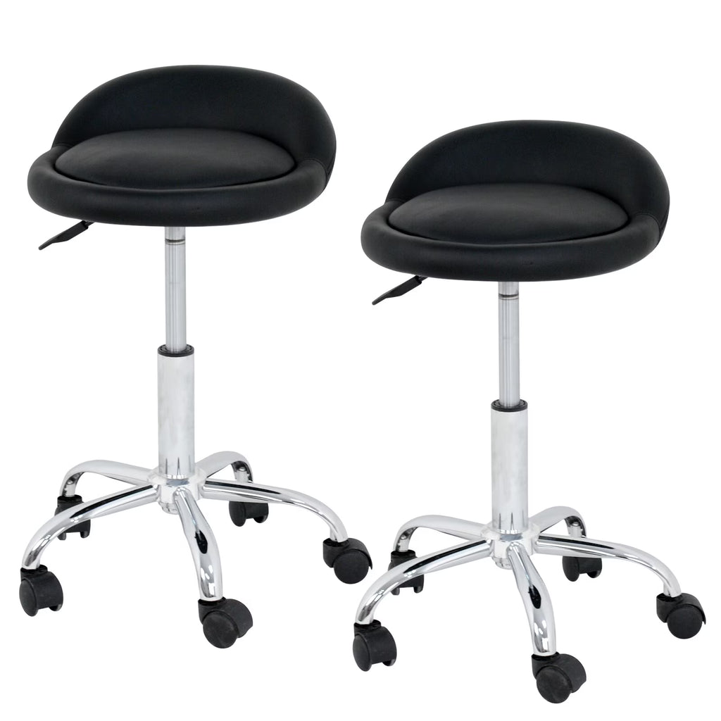Set of Two Swivel Salon Stool Chair, Black Z588
