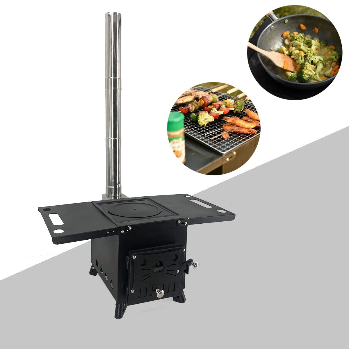 Portable Wood Burning Stove with Chimney Pipe S1865