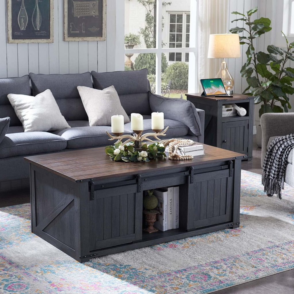 48" Lift Top Coffee Table with Sliding Barn Door V665795