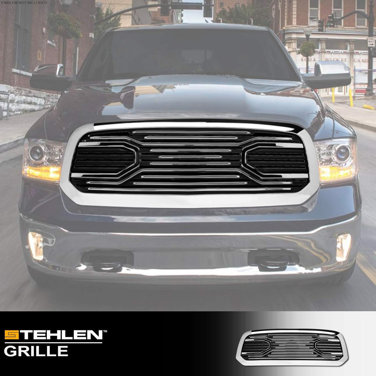 Chrome Front Hood Bumper Grille For Ram 1500 2013-2018 / Classic 2019-2022 D4018