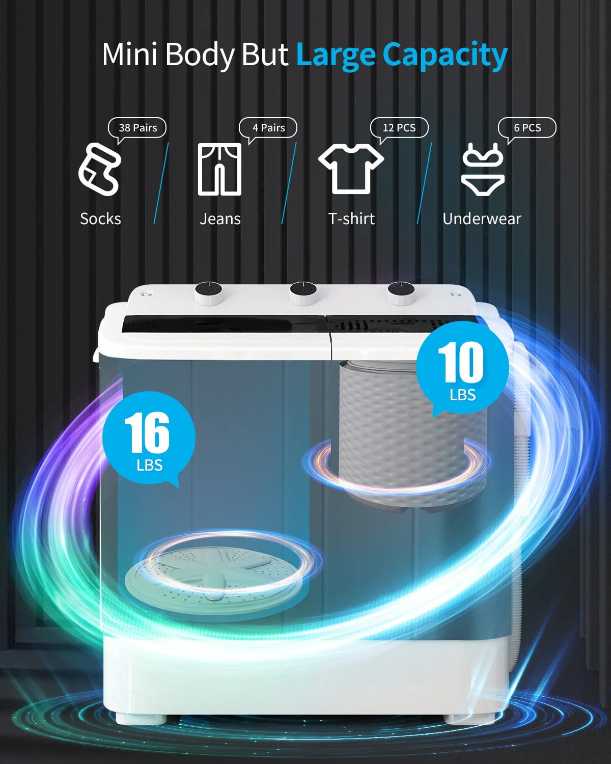 Portable 26lbs Twin Tub Wash&Spin Combo C483354