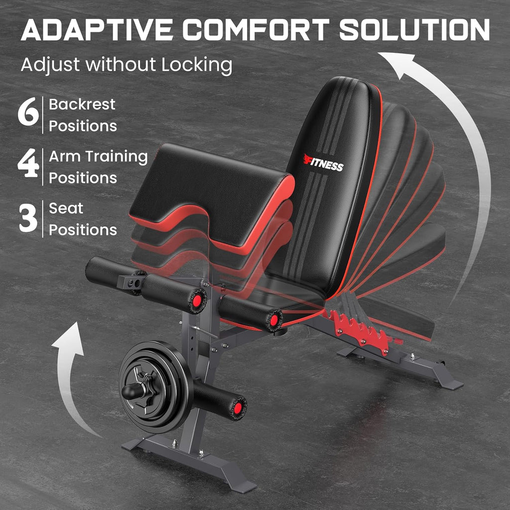 800lbs Load Adjustable Weight Bench with Leg Extension and Preacher Pad A7194