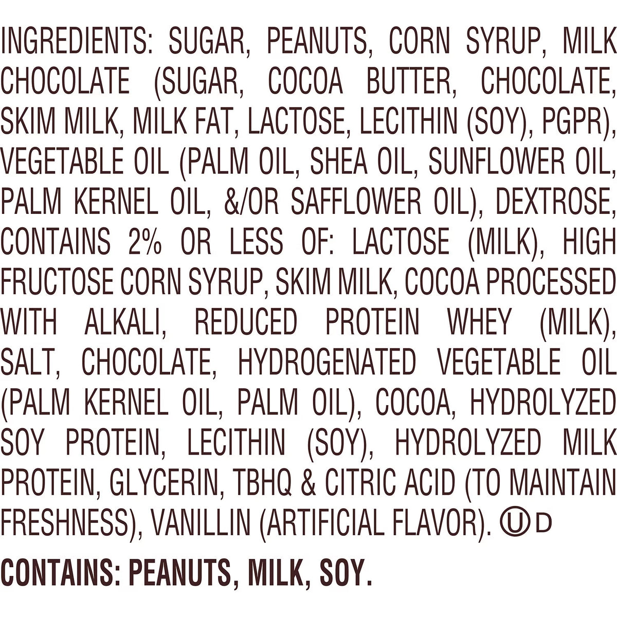 Peanut Butter Nougat Candy Bars 1.8 oz 18 Count N4095