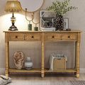 Old Pine Solid Wood Console Sofa with Two Storage Drawers and Bottom Shelf R6635