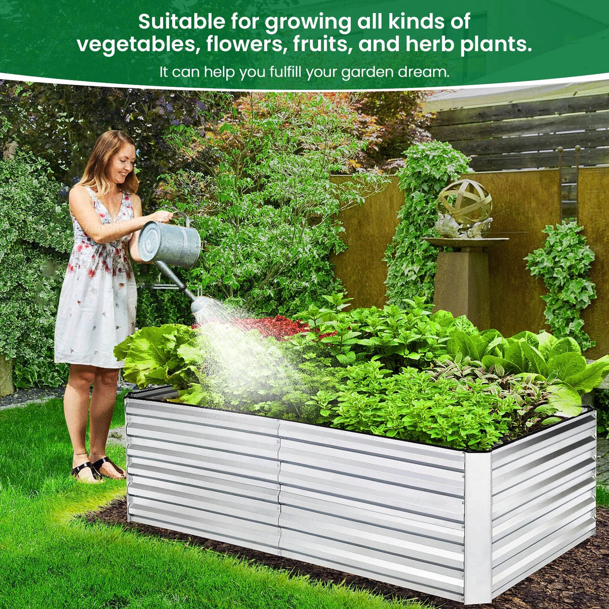 Galvanized Raised Garden Beds 6ftx3ftx2ft Large Metal Planter Box F81742