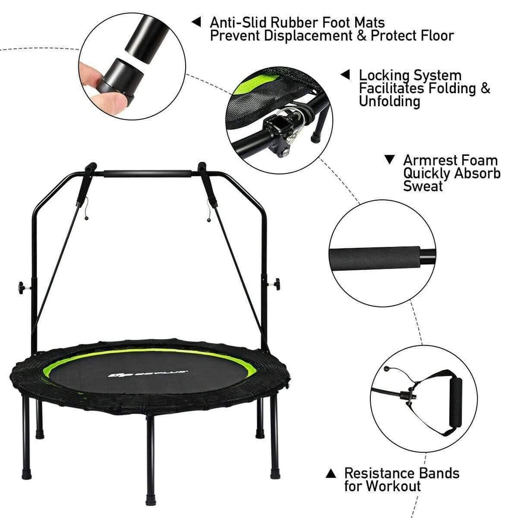 Foldable Fitness Rebounder Trampoline with Resistance Bands E7230