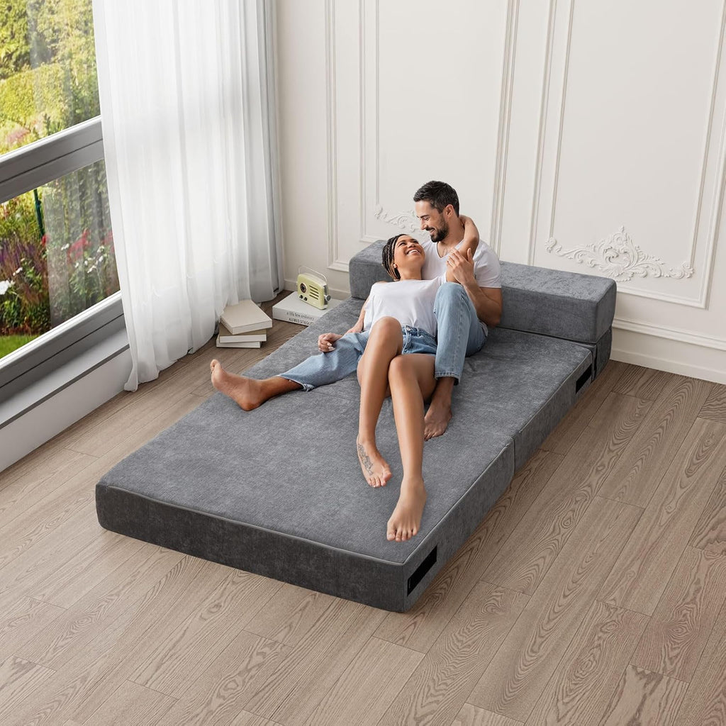 Gray Folding Sofa Bed with Pillow D6468
