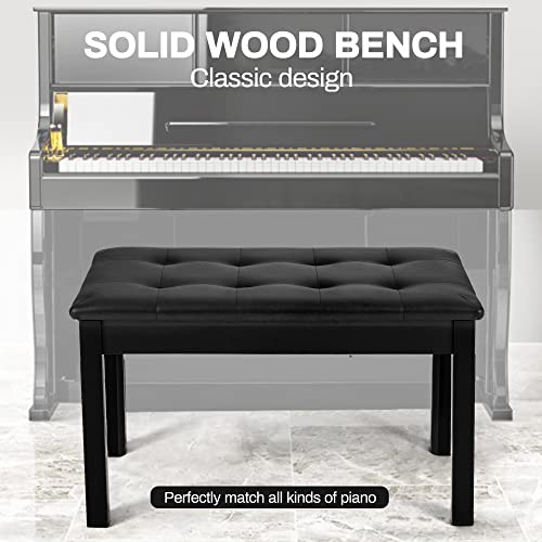 White Wooden Piano Bench with Storage and Padded Cushion F49581