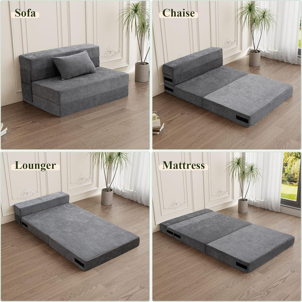 Gray Folding Sofa Bed with Pillow D6468