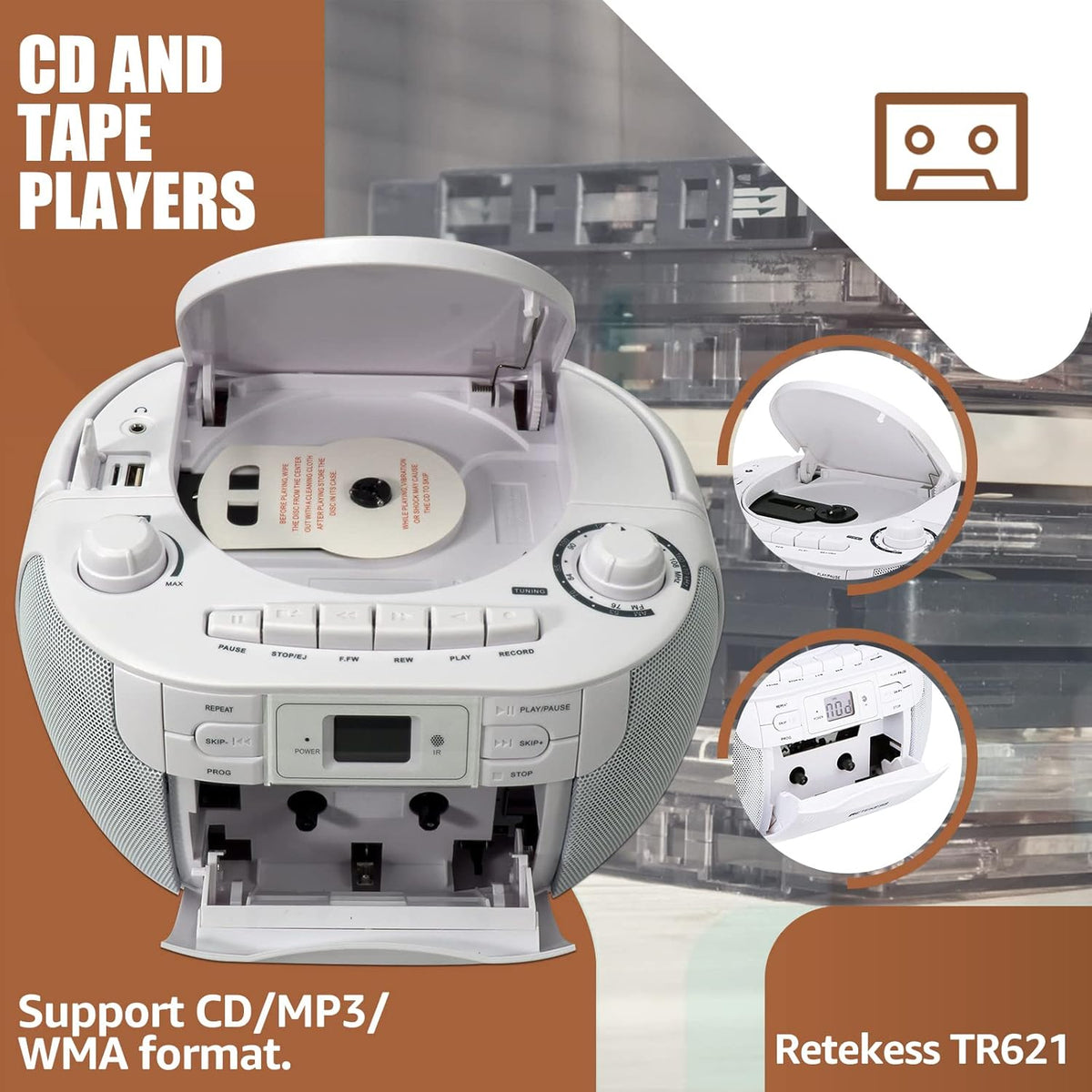 CD and Cassette Player Combo with Remote Control G311159