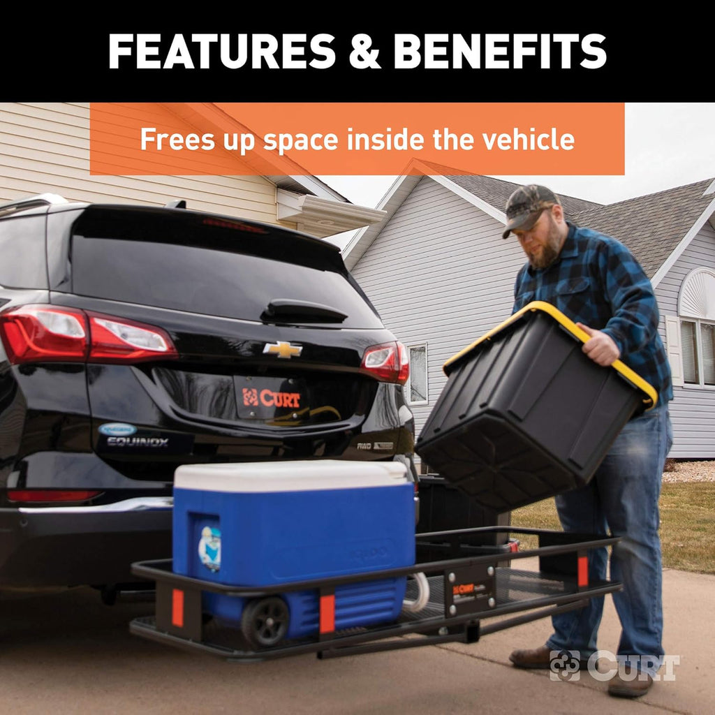 60 x 20-Inch Black Steel Basket Hitch Cargo Carrier W95126