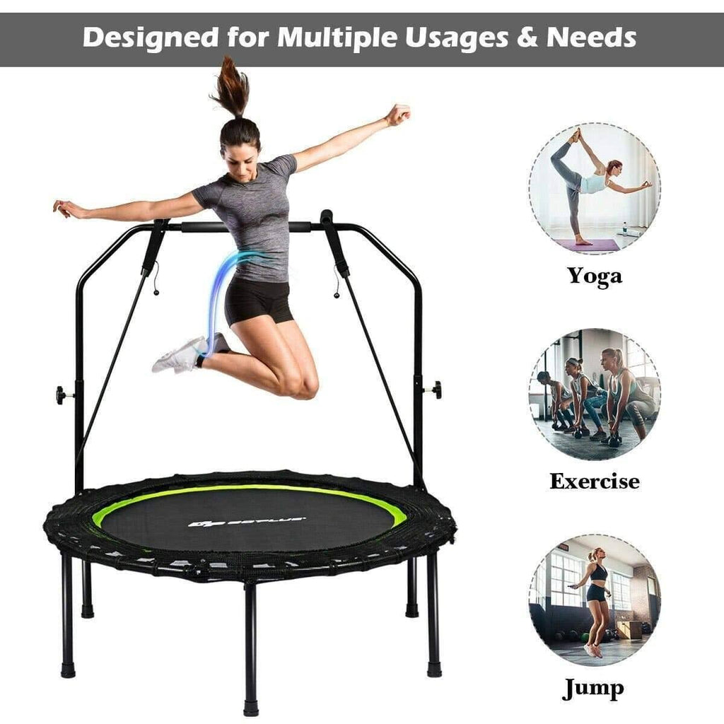 Foldable Fitness Rebounder Trampoline with Resistance Bands E7230