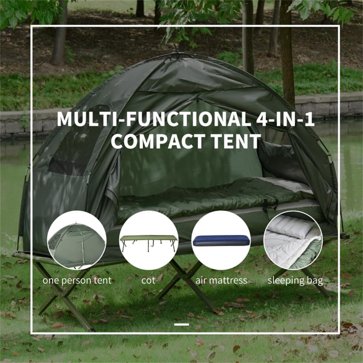 Elevated Tent Camping Cot with Sleeping Bag C182180