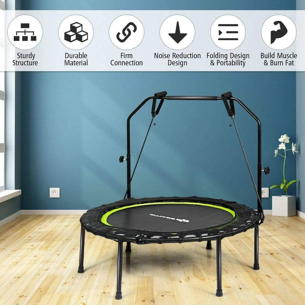 Foldable Fitness Rebounder Trampoline with Resistance Bands E7230