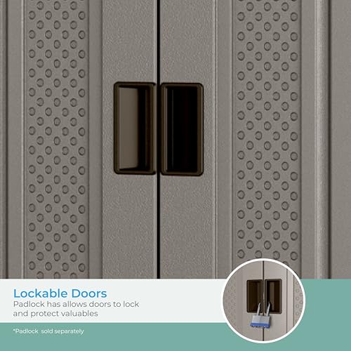 Plastic Tall Storage Cabinet with Doors and Shelves F2615