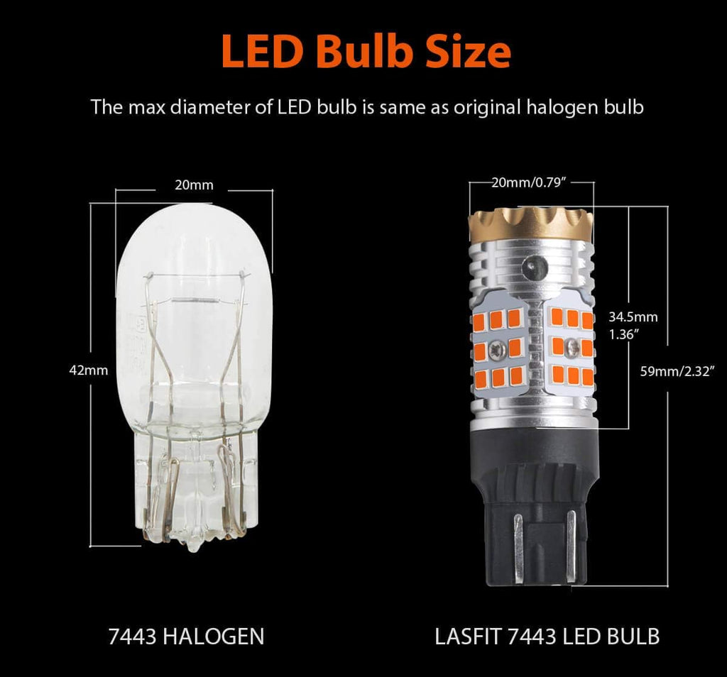7443 LED Bulb CANBUS Ready Turn Signal Light Error Free Anti Hyper Flash Amber Yellow Pack of 2 C539569