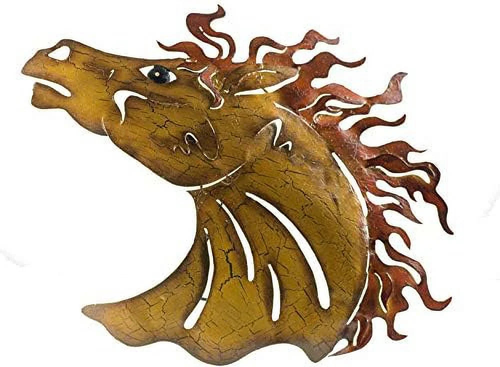 Metal Wall Art Horse Head Crackle M847