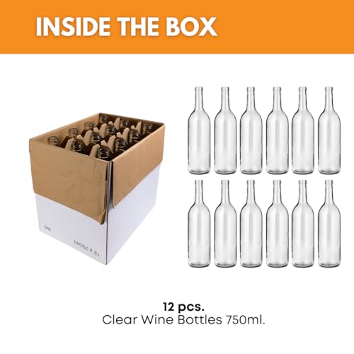 12 Clear Wine Bottles 750 ml I408930