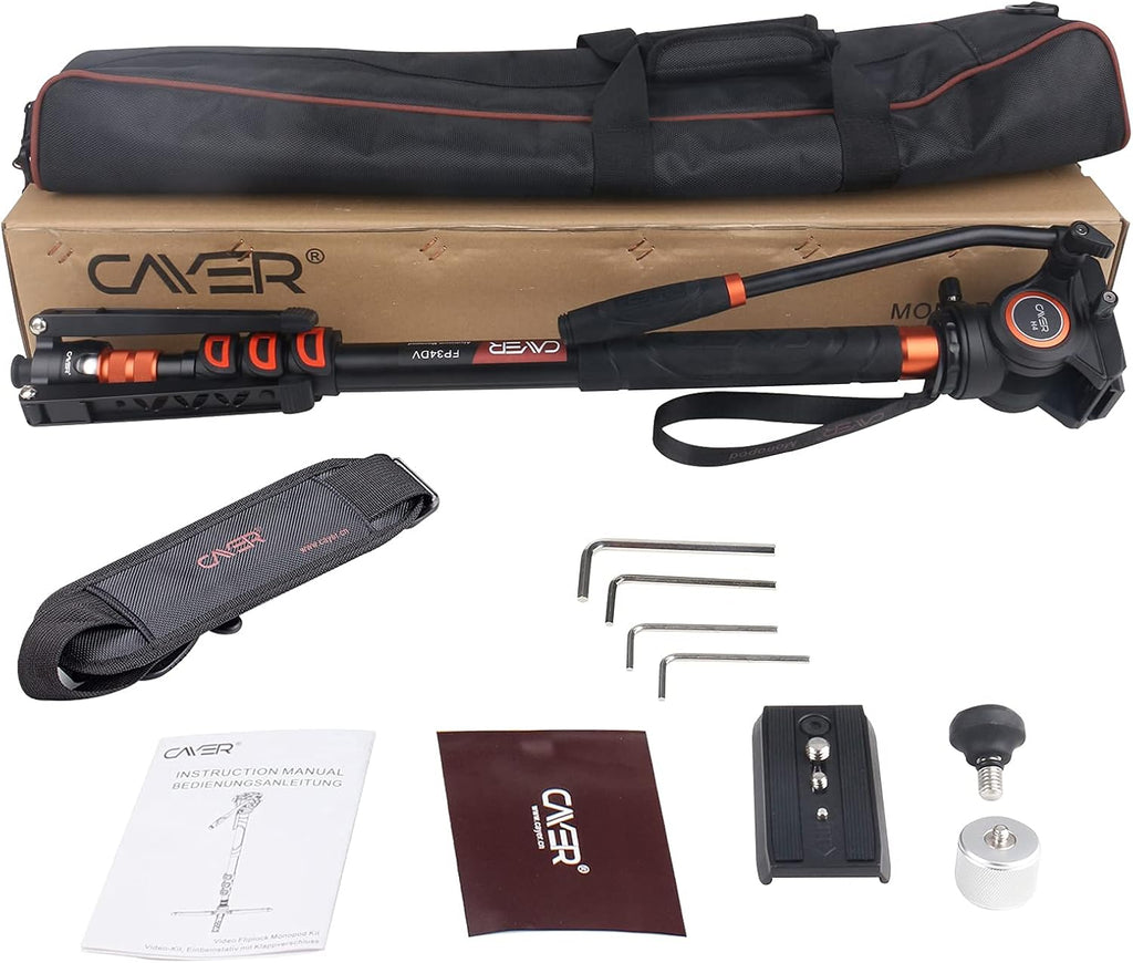 Lightweight Aluminum 71 inch Camera Monopod with Pan Tilt Fluid Head and Tripod Base N1062