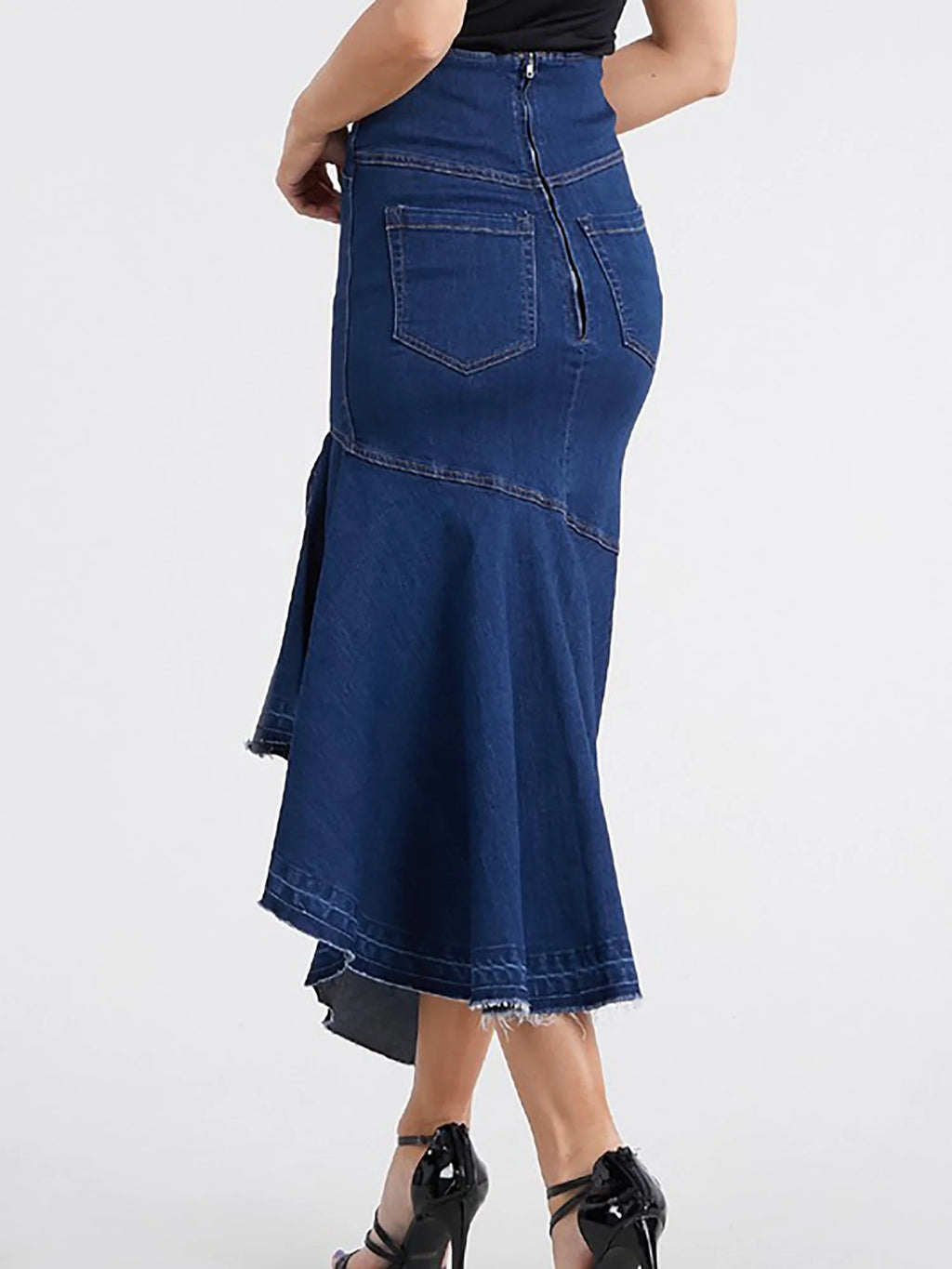 Dark Wash Denim Jean Long Skirt Z226