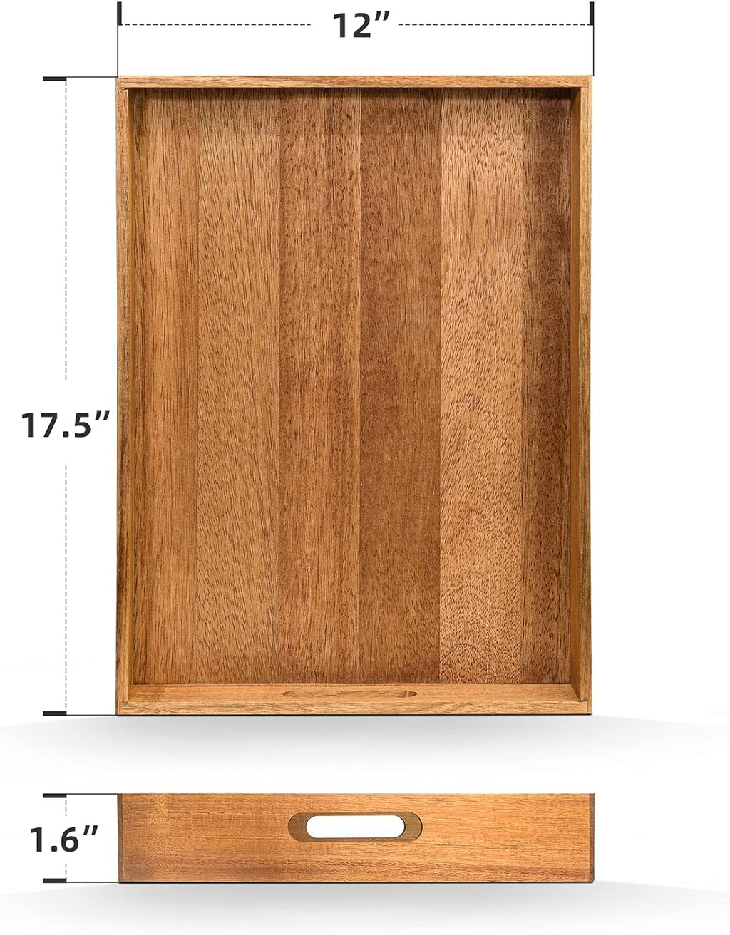 Acacia Wood Serving Tray with Handles 17 Inches L877