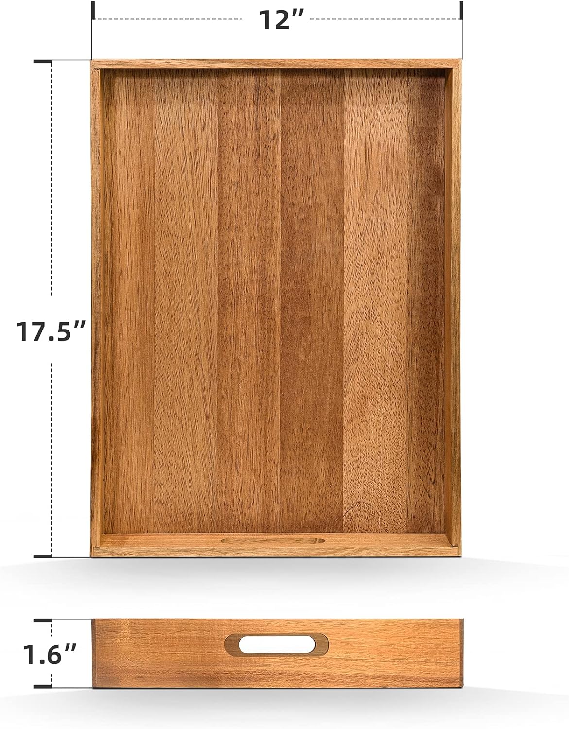 Acacia Wood Serving Tray with Handles 17 Inches L877